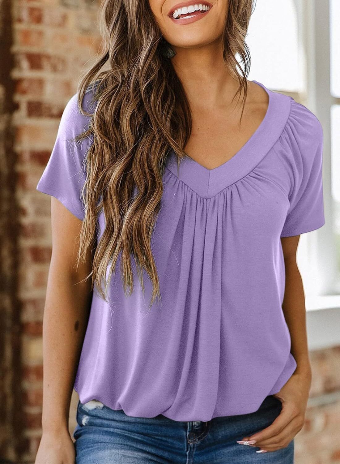 š„Last day promotionš„Women's Casual Summer T Shirts Short Sleeve V Neck Tops Tshirts