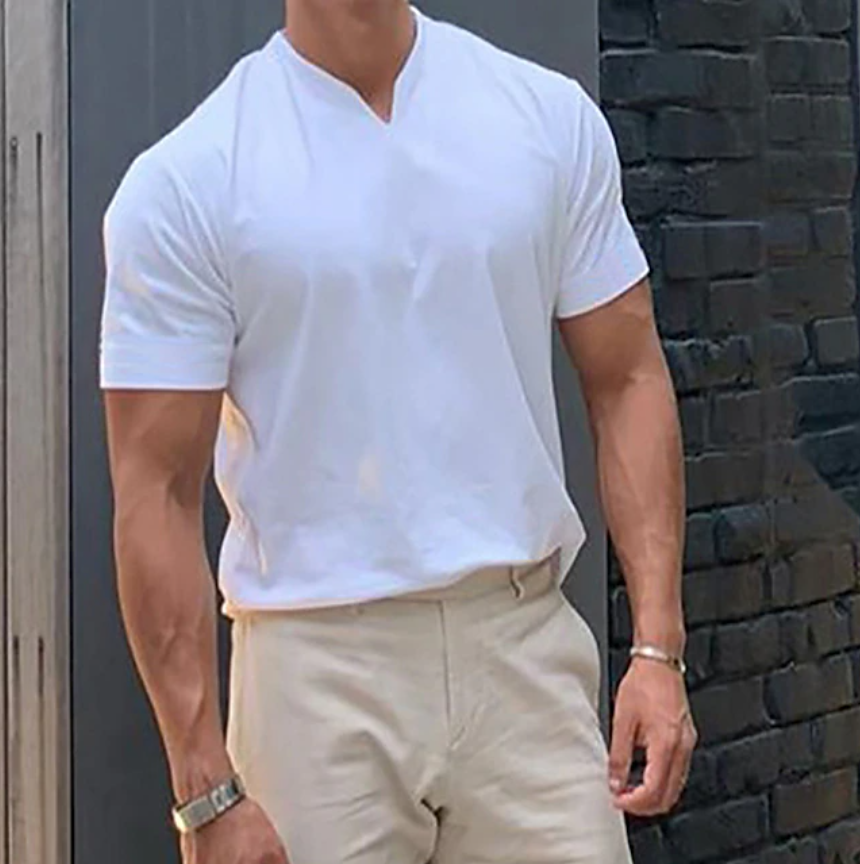 Men's T Shirt Short Sleeve V Neck Summer Plain Sports Fashion Lightweight Classic Style Vacation Casual Holiday Black White Pink Top Tee for Men
