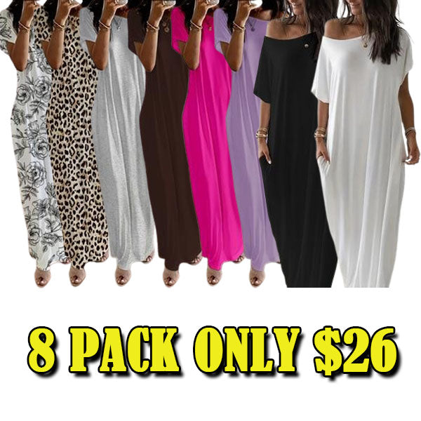Women's Solid Color Batwing Sleeve Lounge Dress