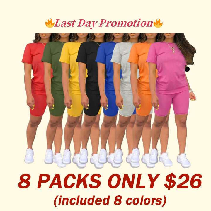 Two-piece Set Women's Plain Shorts Set. Comfort Round Neck Shortsleeve Tee & Skinny Shorts, Summer Clothes Women, Back To School Outfits, Workout Set, Fitted Casual Summer Clothes for Outdoor, Tomboy Femme Outfits, Workout Sets Women. Womenswear