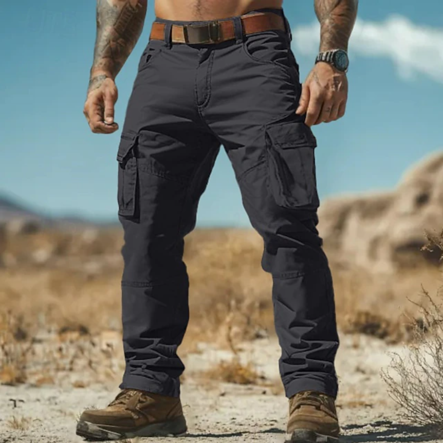 Men's Cargo Pants Cargo Trousers Work Pants Hiking Pants Multi Pocket Straight Leg Plain Moisture Wicking Wearable Full Length Outdoor Daily Camping & Hiking Fashion Streetwear(Belt Included)