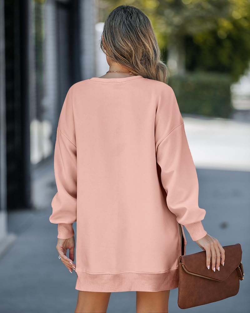 Womens Long Sleeve Zipper Slit Oversized Sweatshirt 2025 Casual Pullover Zipper Hoodies Fall Clothes