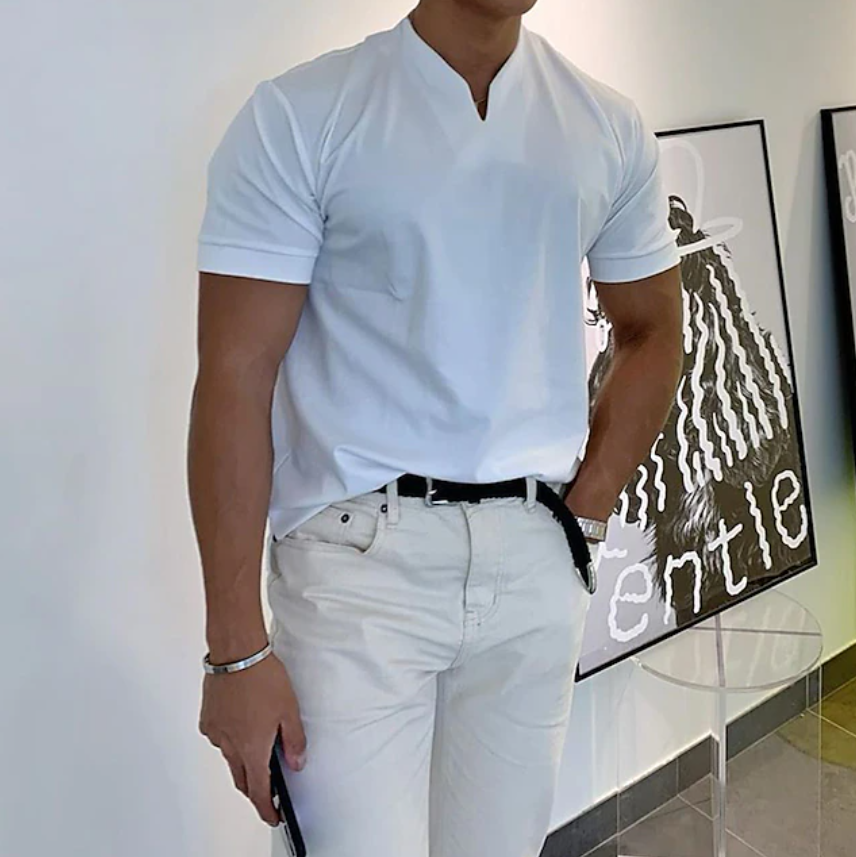 Men's T Shirt Short Sleeve V Neck Summer Plain Sports Fashion Lightweight Classic Style Vacation Casual Holiday Black White Pink Top Tee for Men