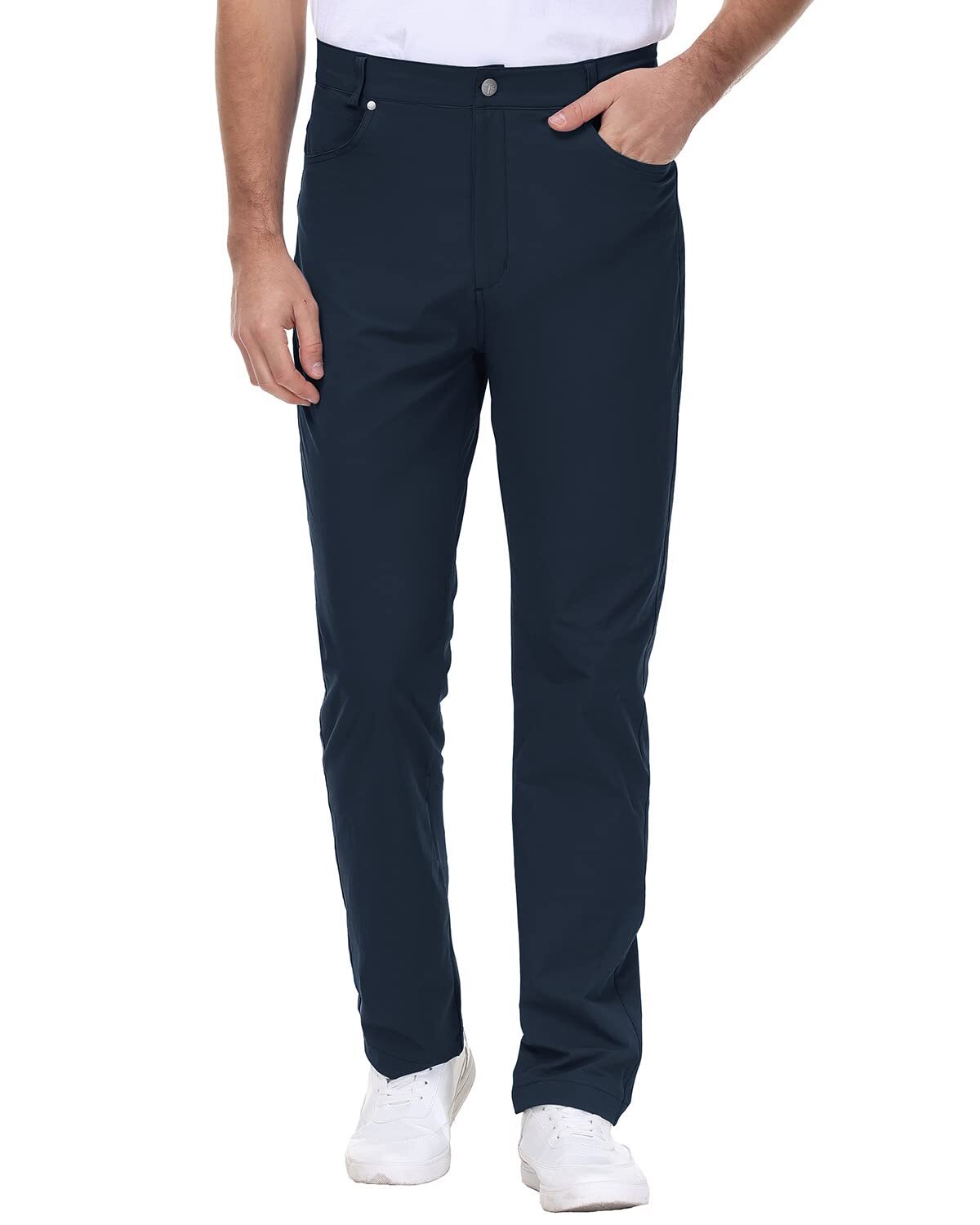 🔥PROMOTION LAST DAY🔥Men's Stretch Dress Pants No Iron Golf Pants Expandable Waist Flat Front Business Casual Pants