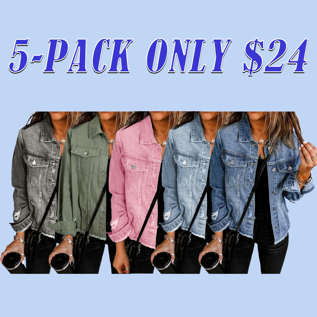 Womens Boyfriend Washed Crop Denim Jean Jacket Coat