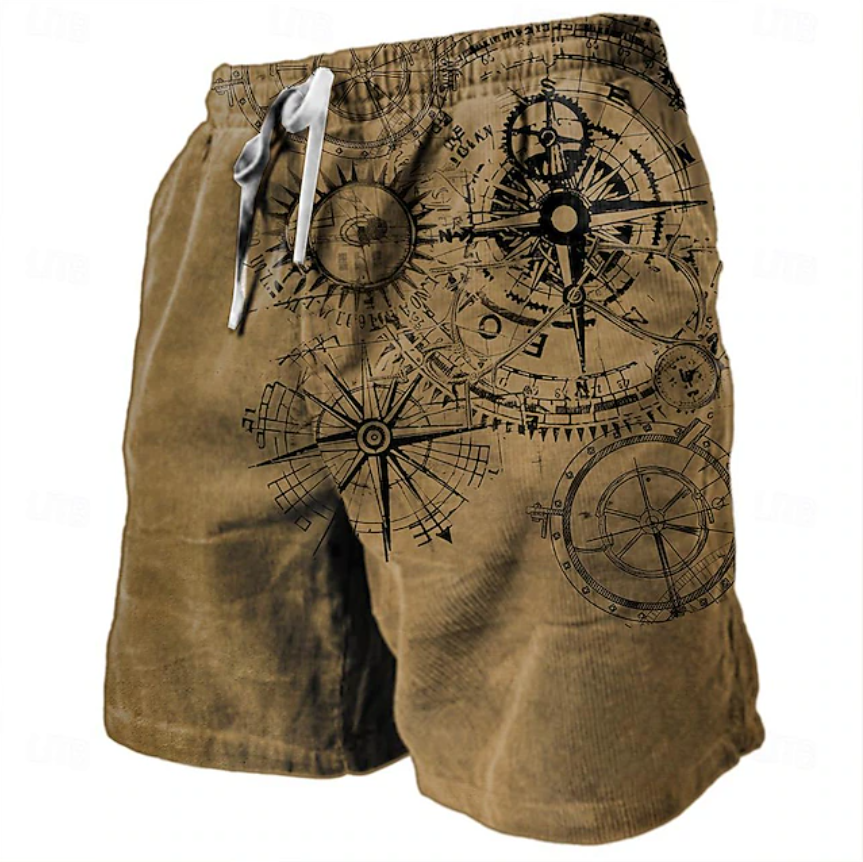 Men's Prints Sweat Shorts Beach Shorts Terry Shorts Mid Waist Retro Vintage Casual Daily Holiday Streetwear Drawstring Elastic Waist