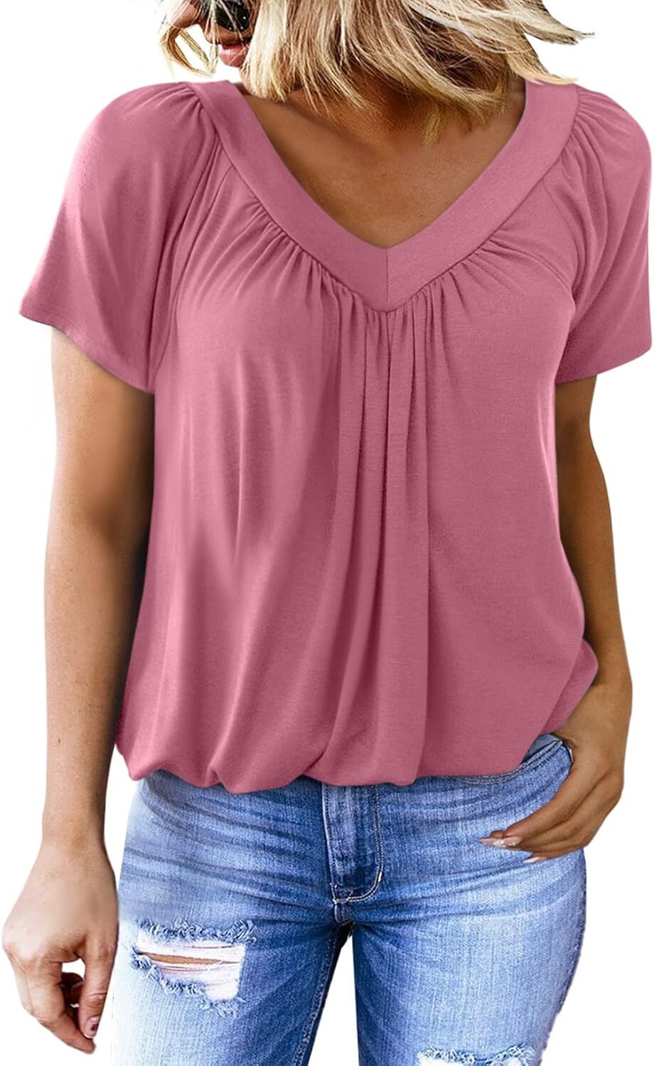 š„Last day promotionš„Women's Casual Summer T Shirts Short Sleeve V Neck Tops Tshirts