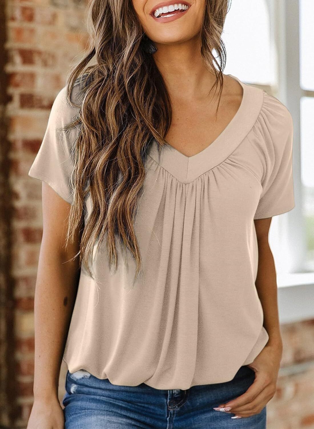 š„Last day promotionš„Women's Casual Summer T Shirts Short Sleeve V Neck Tops Tshirts