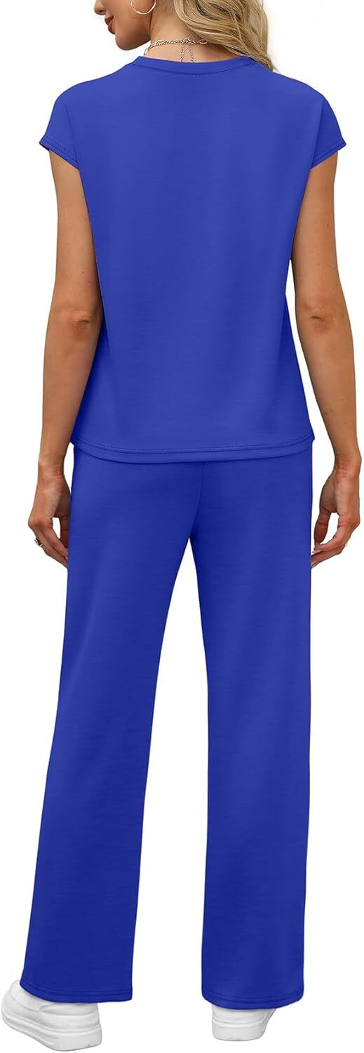 🔥 Hot selling model-2 Piece Sets for Women Casual Summer Travel Vacation Outfits Cap Sleeve Lounge Set