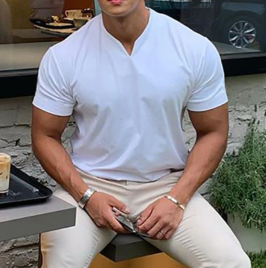 Men's T Shirt Short Sleeve V Neck Summer Plain Sports Fashion Lightweight Classic Style Vacation Casual Holiday Black White Pink Top Tee for Men