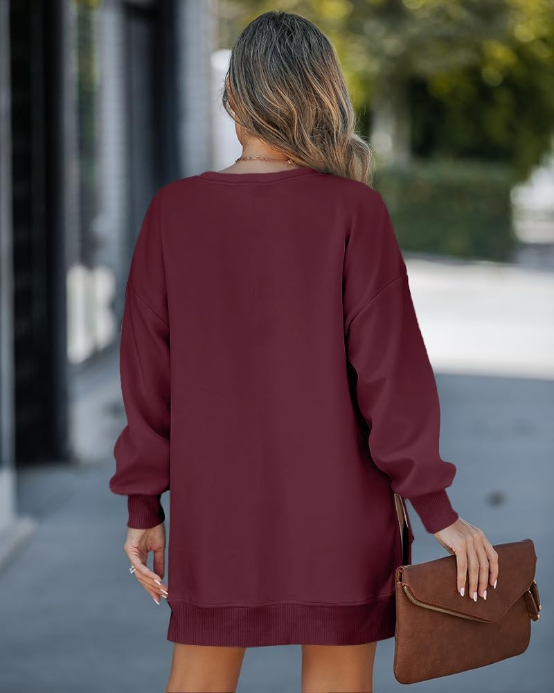 Womens Long Sleeve Zipper Slit Oversized Sweatshirt 2025 Casual Pullover Zipper Hoodies Fall Clothes