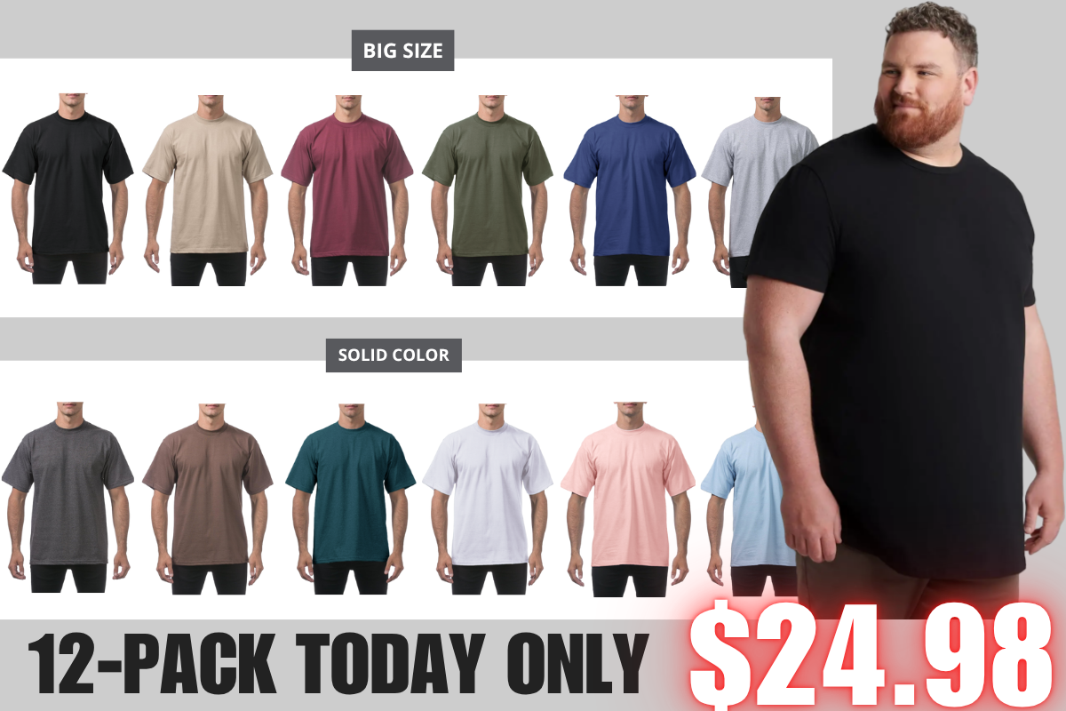 š„Men's 12-Pack Oversized Heavyweight Cotton Short Sleeve Crew Neck T-shirts