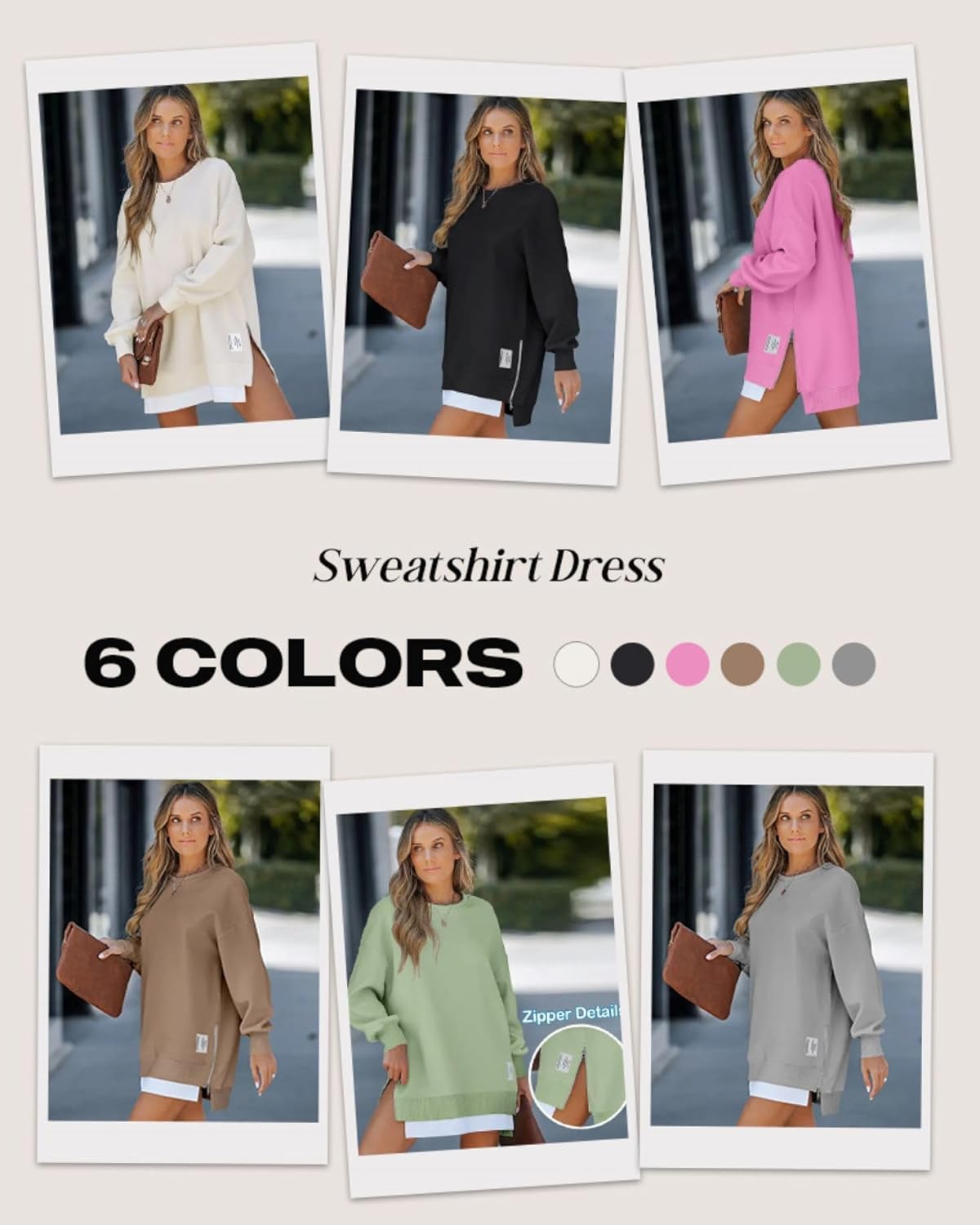 Womens Long Sleeve Zipper Slit Oversized Sweatshirt 2025 Casual Pullover Zipper Hoodies Fall Clothes