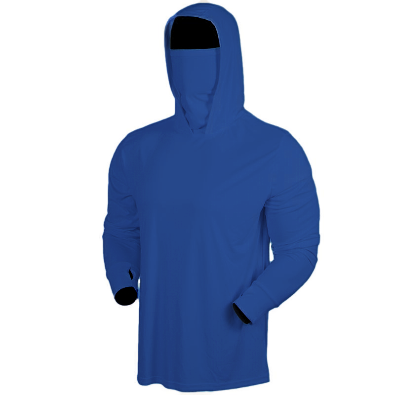 Men’s UPF 50+ Sun Protection Hooded Shirt with Integrated Face Cover