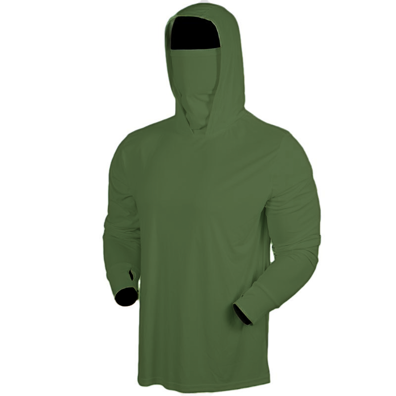 Men’s UPF 50+ Sun Protection Hooded Shirt with Integrated Face Cover