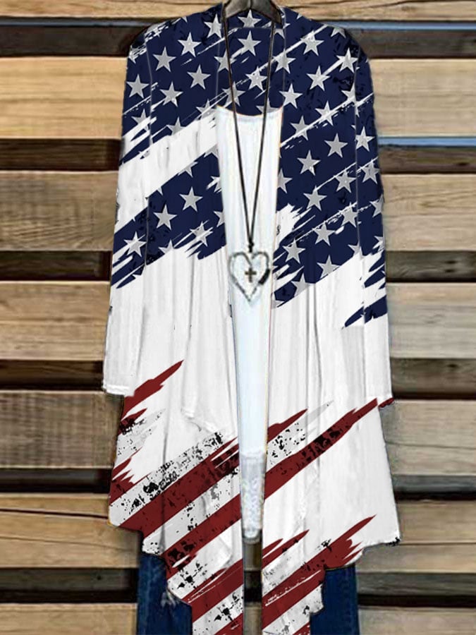 Women's Vintage Independence Day Print Cardigan