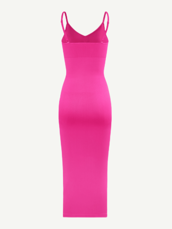 Seamless Spaghetti Strap V Neck Maxi Dress with Built-in Bodycon