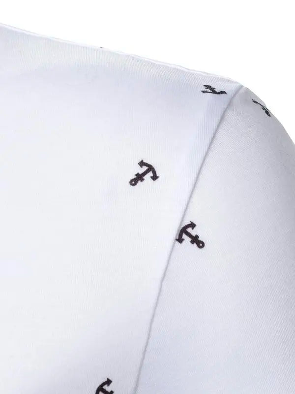 Men's Anchor Print Short Sleeve Polo Shirt