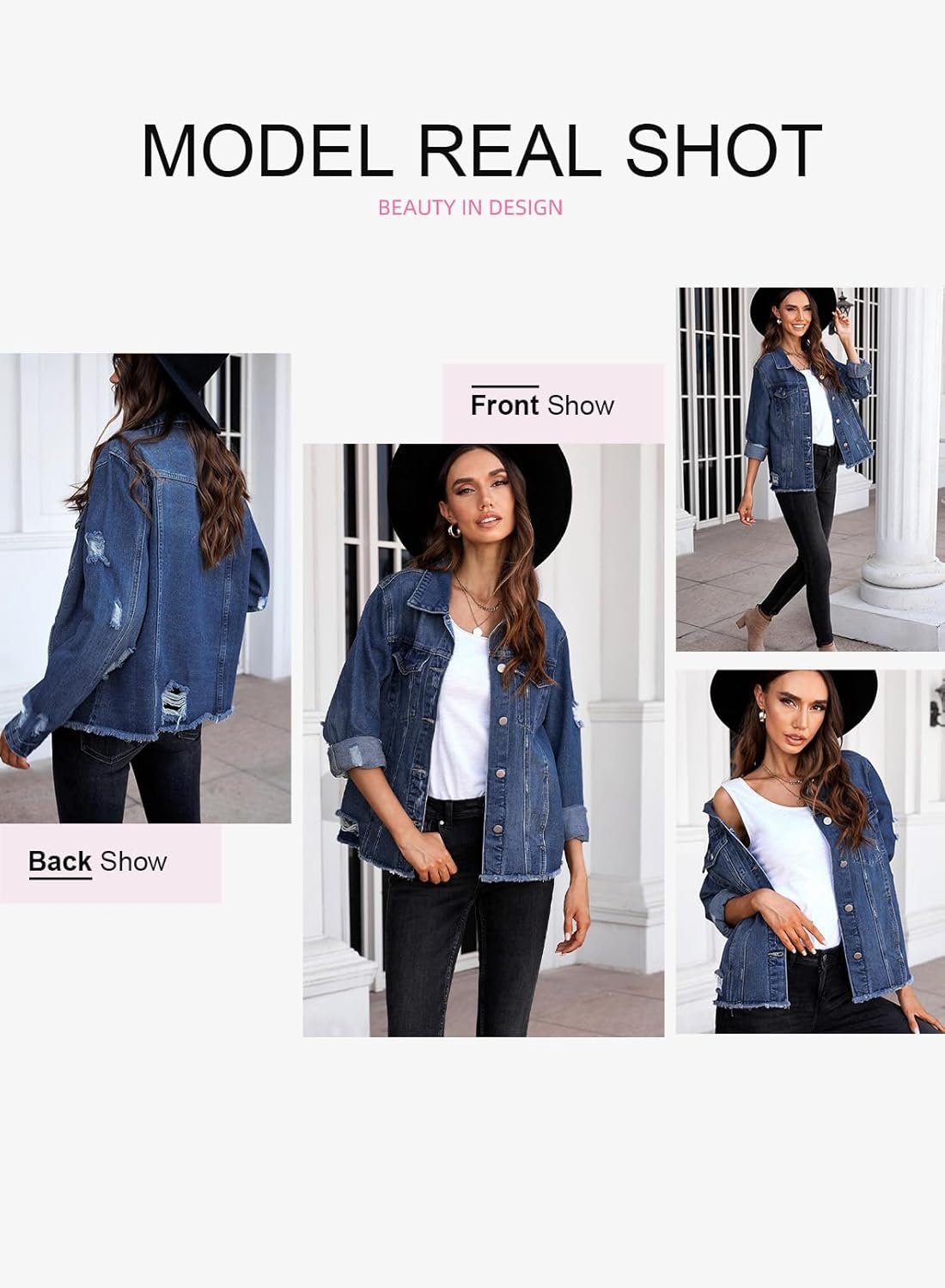 Womens Boyfriend Washed Crop Denim Jean Jacket Coat