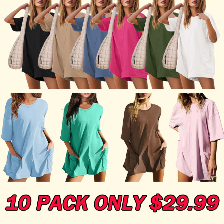 Women's Summer Oversized Reversible Tee Romper