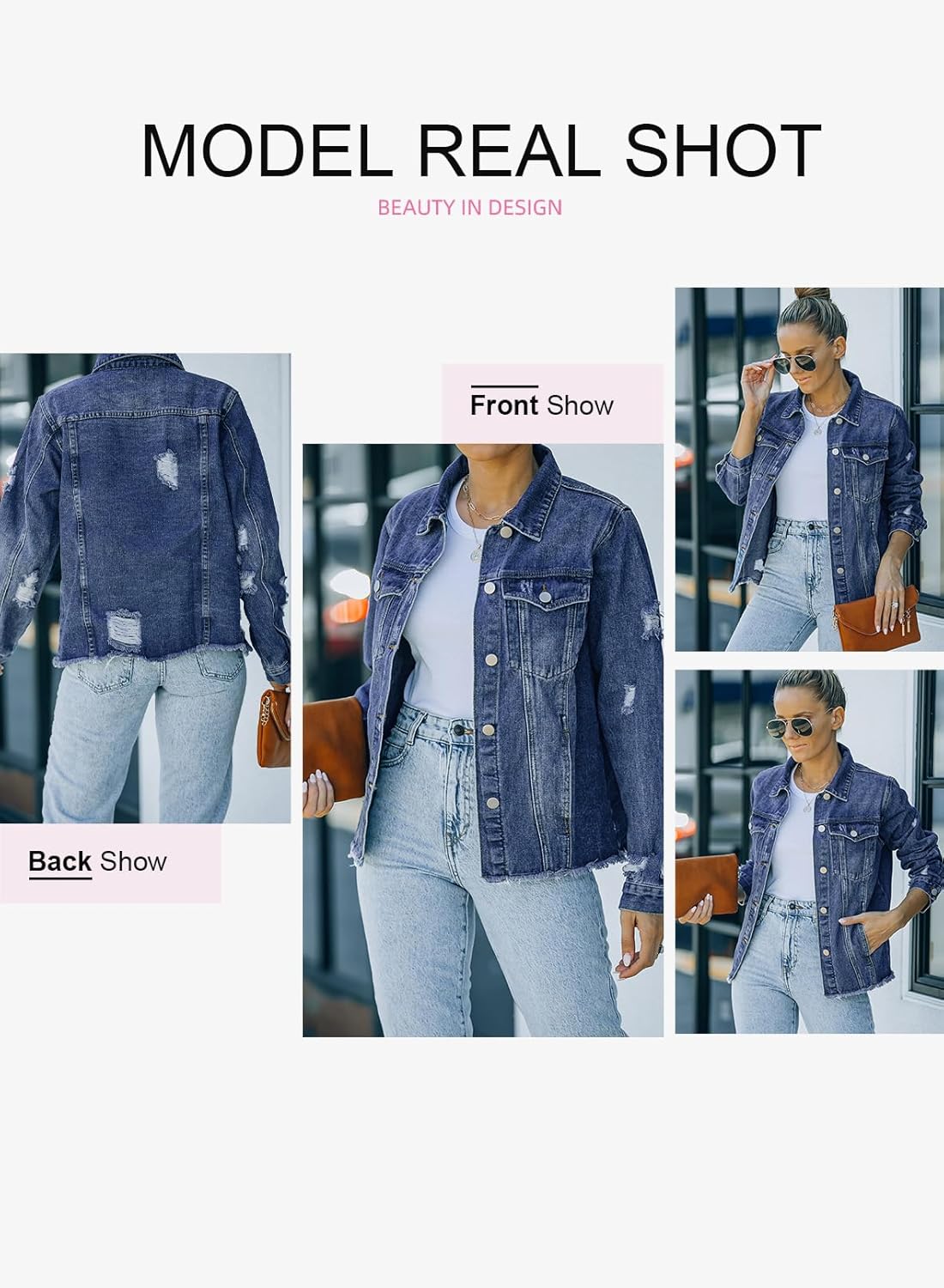 Womens Boyfriend Washed Crop Denim Jean Jacket Coat