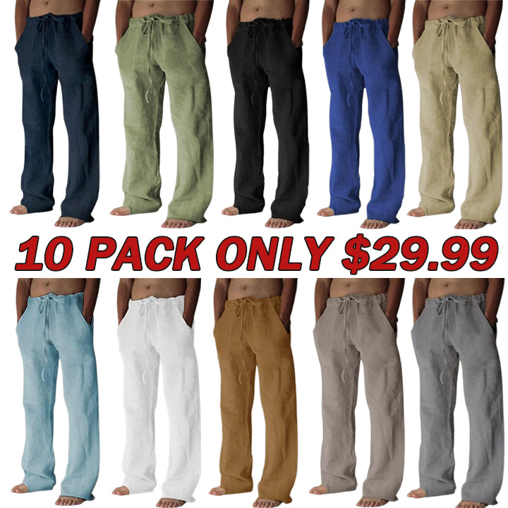 Men's Trousers Summer Pants Baggy Pants Beach Pants Casual Pants Drawstring Front Pocket Straight Leg Plain Comfort Soft Full Length Yoga Holiday Beach Fashion Hawaiian