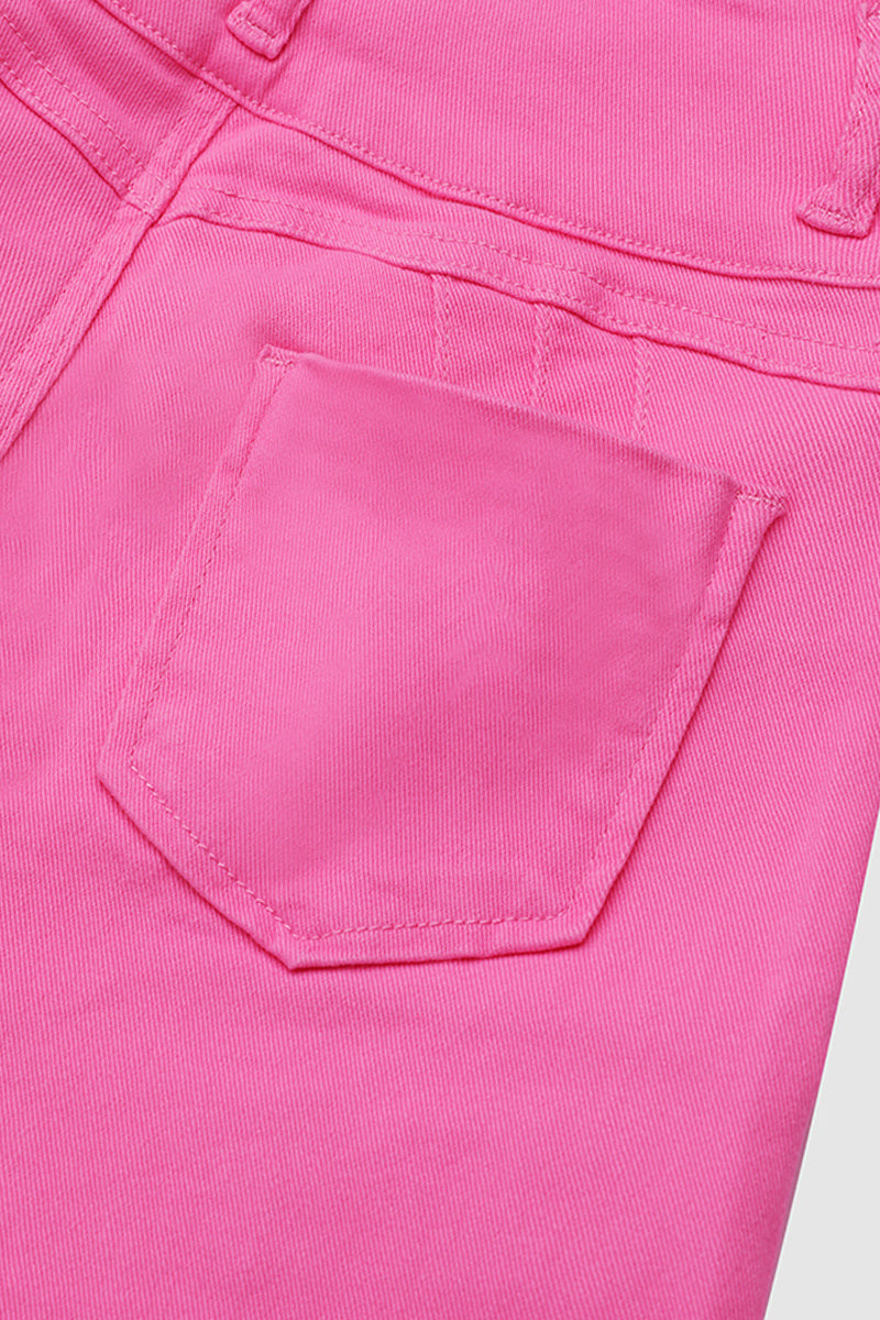 Solid Cut Out Waist Skinny High Waist Capri Jeans