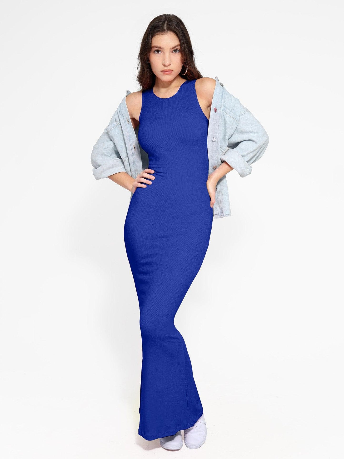 🔥Flash Sale⚡Shapewear Modal Sleeveless Crew Neck Slimming Maxi Dress