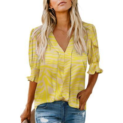 Womens Vneck T Shirts Tops Casual Ruffle Short Sleeve Blouses Boho Floral Graphic Solid