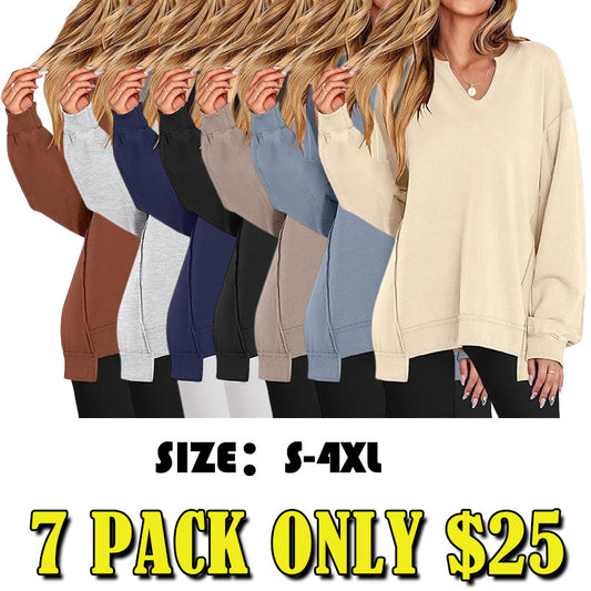 Womens Oversized Sweatshirt V Neck Long Sleeve Tunic Lightweight Pullover