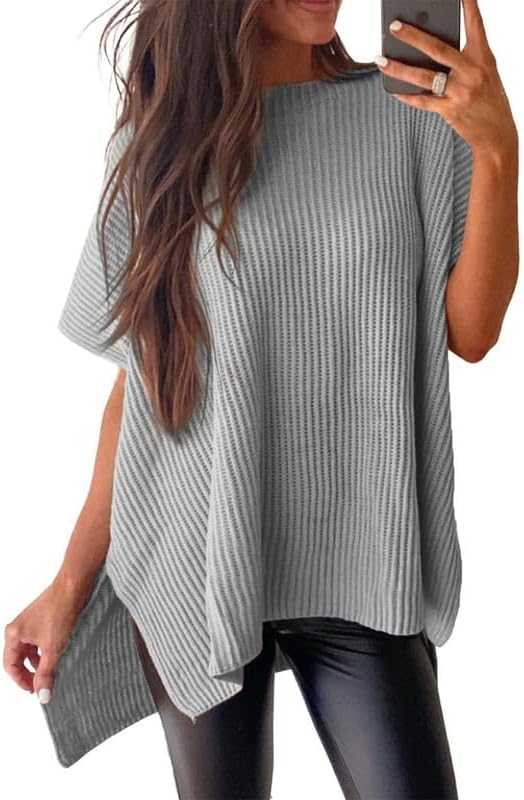 Womens Tops Crewneck Short Sleeve Sweater Causal Tunic Tops Lightweight Summer Sweaters for Women