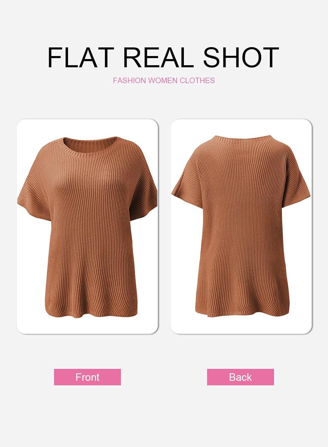 Womens Tops Crewneck Short Sleeve Sweater Causal Tunic Tops Lightweight Summer Sweaters for Women