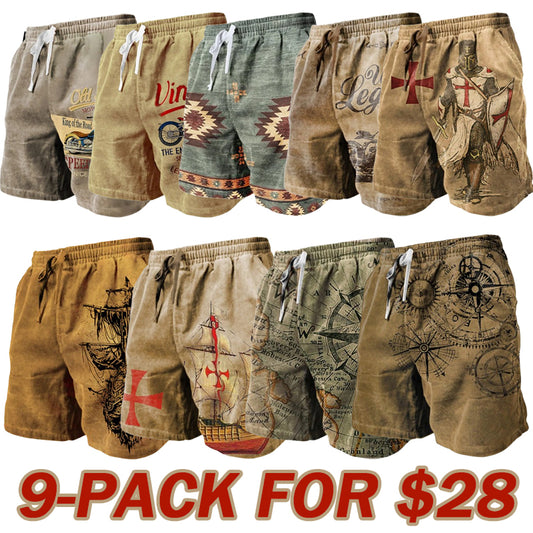 Men's Prints Sweat Shorts Beach Shorts Terry Shorts Mid Waist Retro Vintage Casual Daily Holiday Streetwear Drawstring Elastic Waist