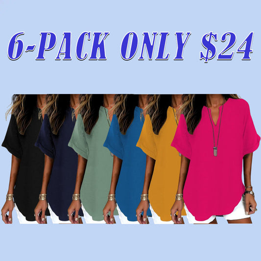 Women's Plain Short Sleeve Blouse, Casual Breathable Solid Color Top for Daily Wear, Ladies Clothes for All Seasons