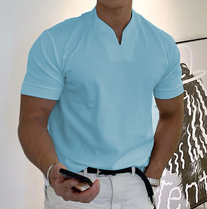 Men's T Shirt Short Sleeve V Neck Summer Plain Sports Fashion Lightweight Classic Style Vacation Casual Holiday Black White Pink Top Tee for Men