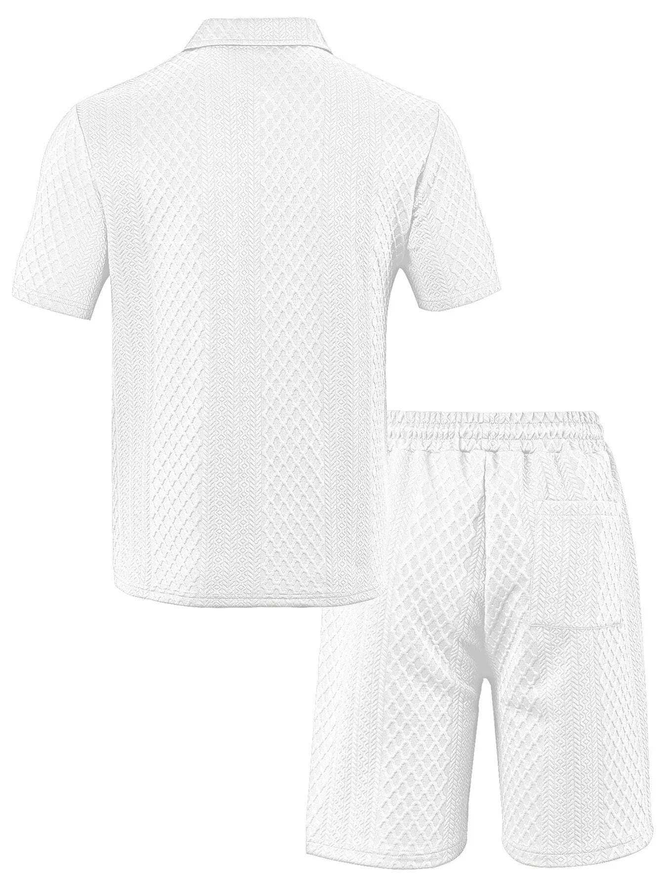 7 Packs Men's casual sports lapel jacquard texture polo shirt set