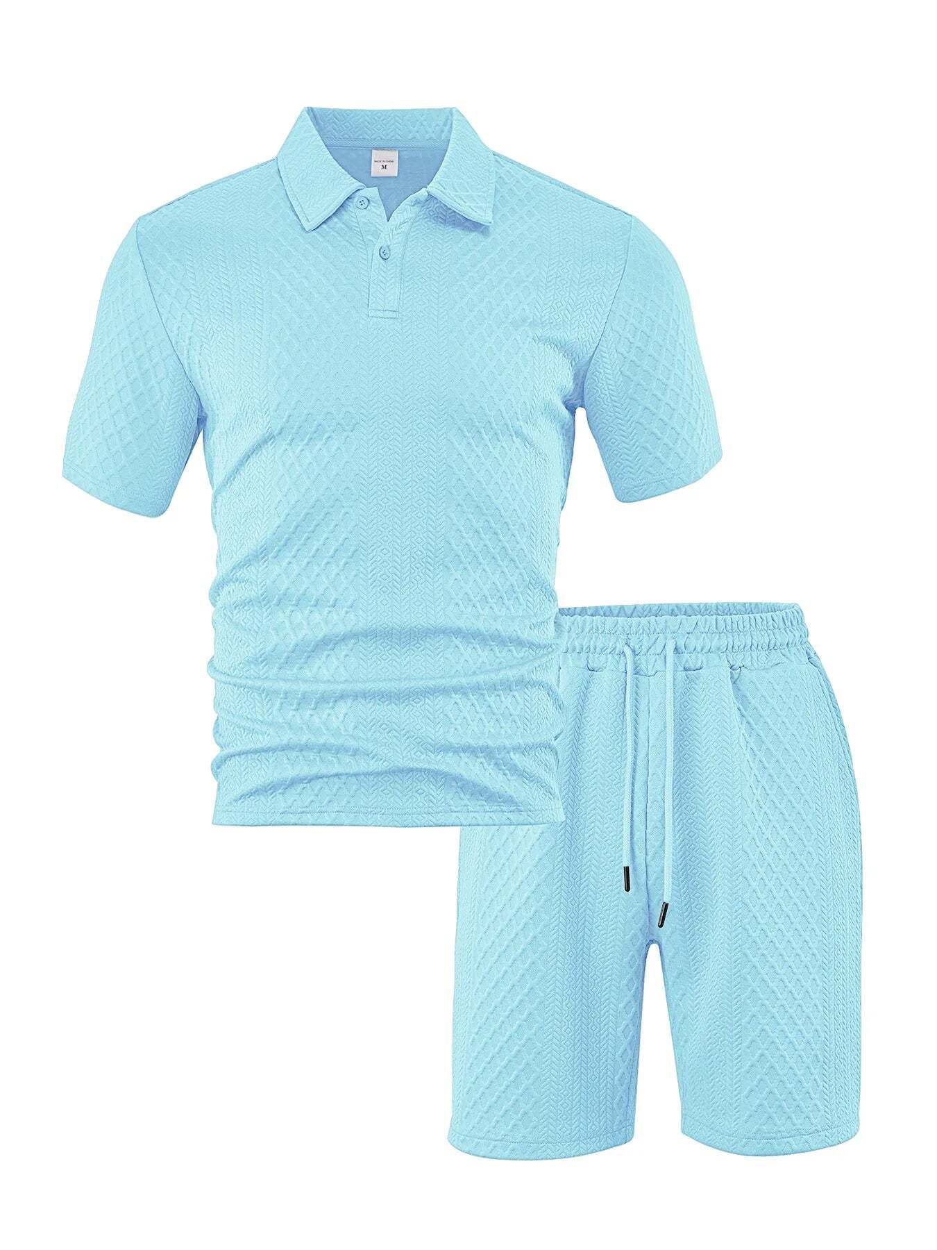 7 Packs Men's casual sports lapel jacquard texture polo shirt set