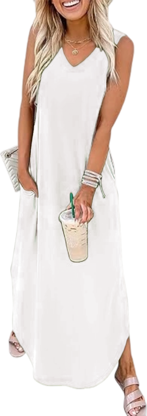 Summer Dresses Maxi Dress Vacation Beach Sundresses 2025 with Pockets Womenswear Flowy