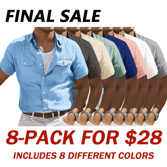 Men's Shirt Linen Shirt Summer Shirt Beach Shirt Sleeve Fold-over Collar Spring & Summer Clothing Apparel Pocket