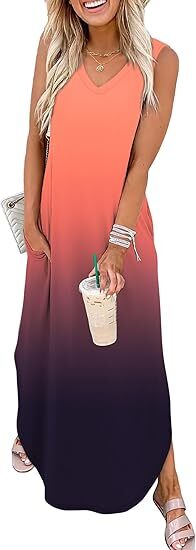 Summer Dresses Maxi Dress Vacation Beach Sundresses 2025 with Pockets Womenswear Flowy