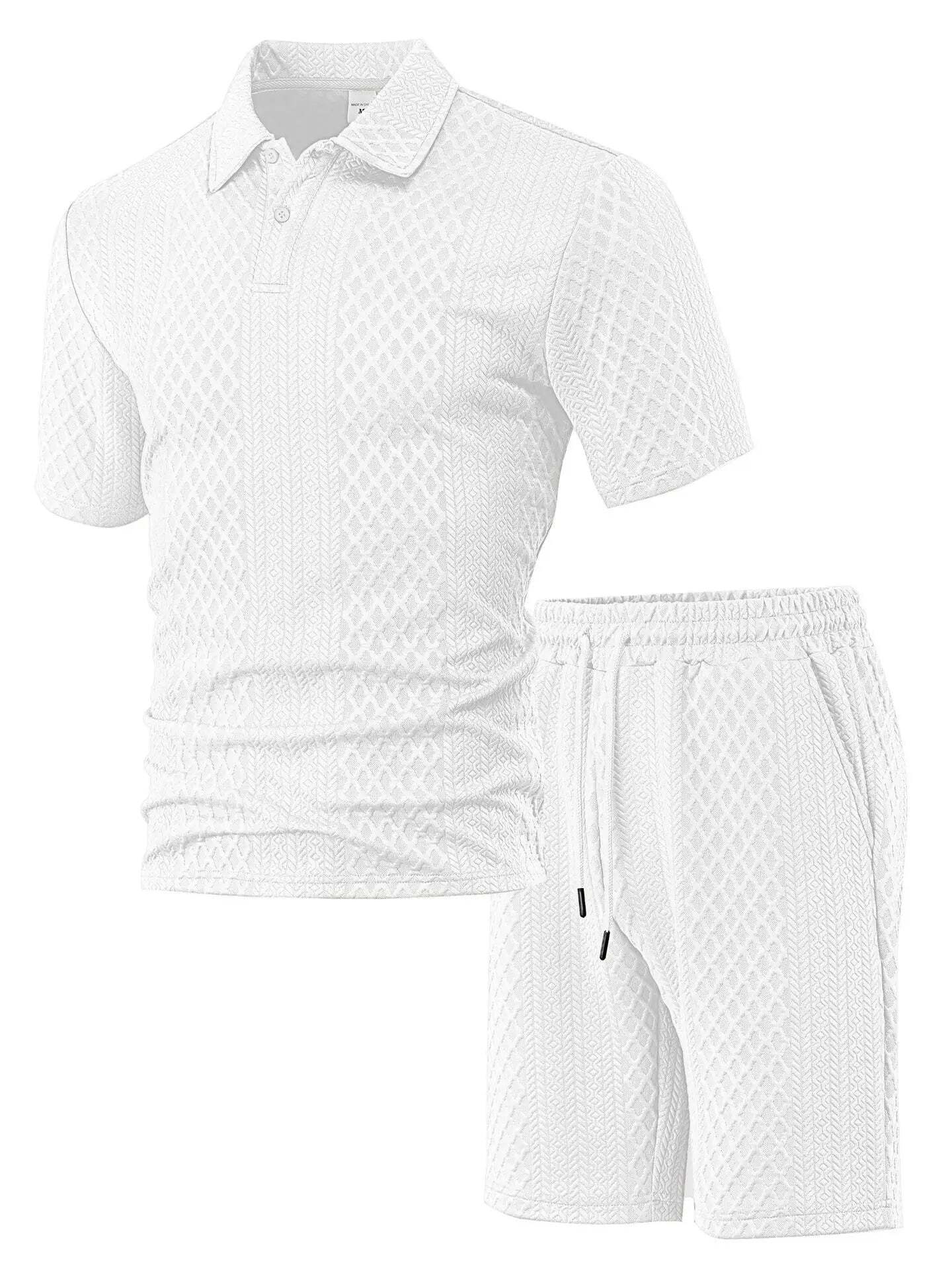7 Packs Men's casual sports lapel jacquard texture polo shirt set