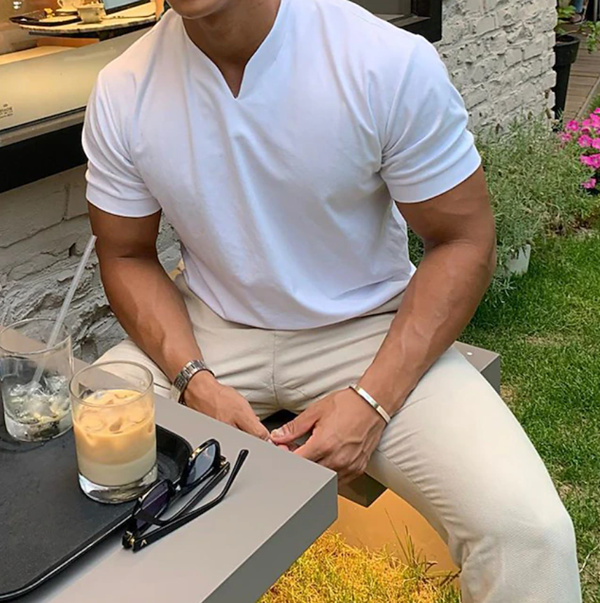 Men's T Shirt Short Sleeve V Neck Summer Plain Sports Fashion Lightweight Classic Style Vacation Casual Holiday Black White Pink Top Tee for Men