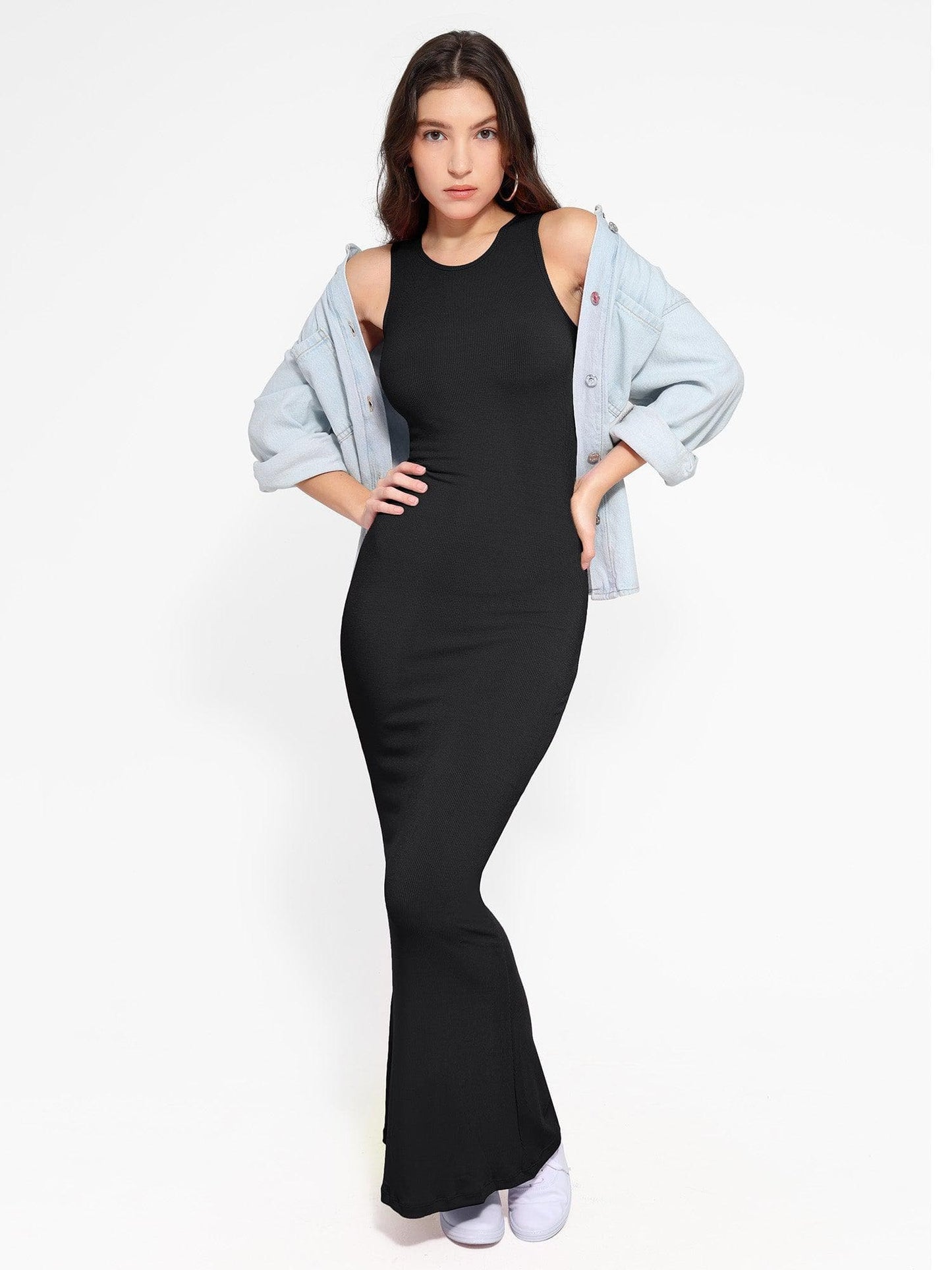 🔥Flash Sale⚡Shapewear Modal Sleeveless Crew Neck Slimming Maxi Dress