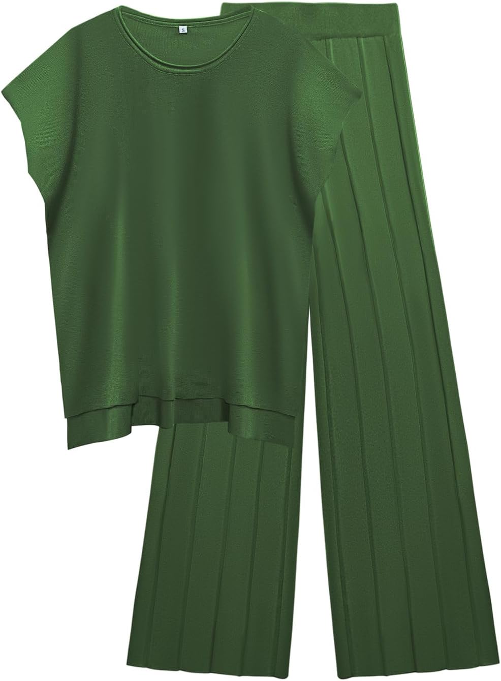 Womens 2 Pieces Lounge Sets Knit Sweater Sets Casual Cap Sleeve Tops with Wide Leg Pants Tracksuits
