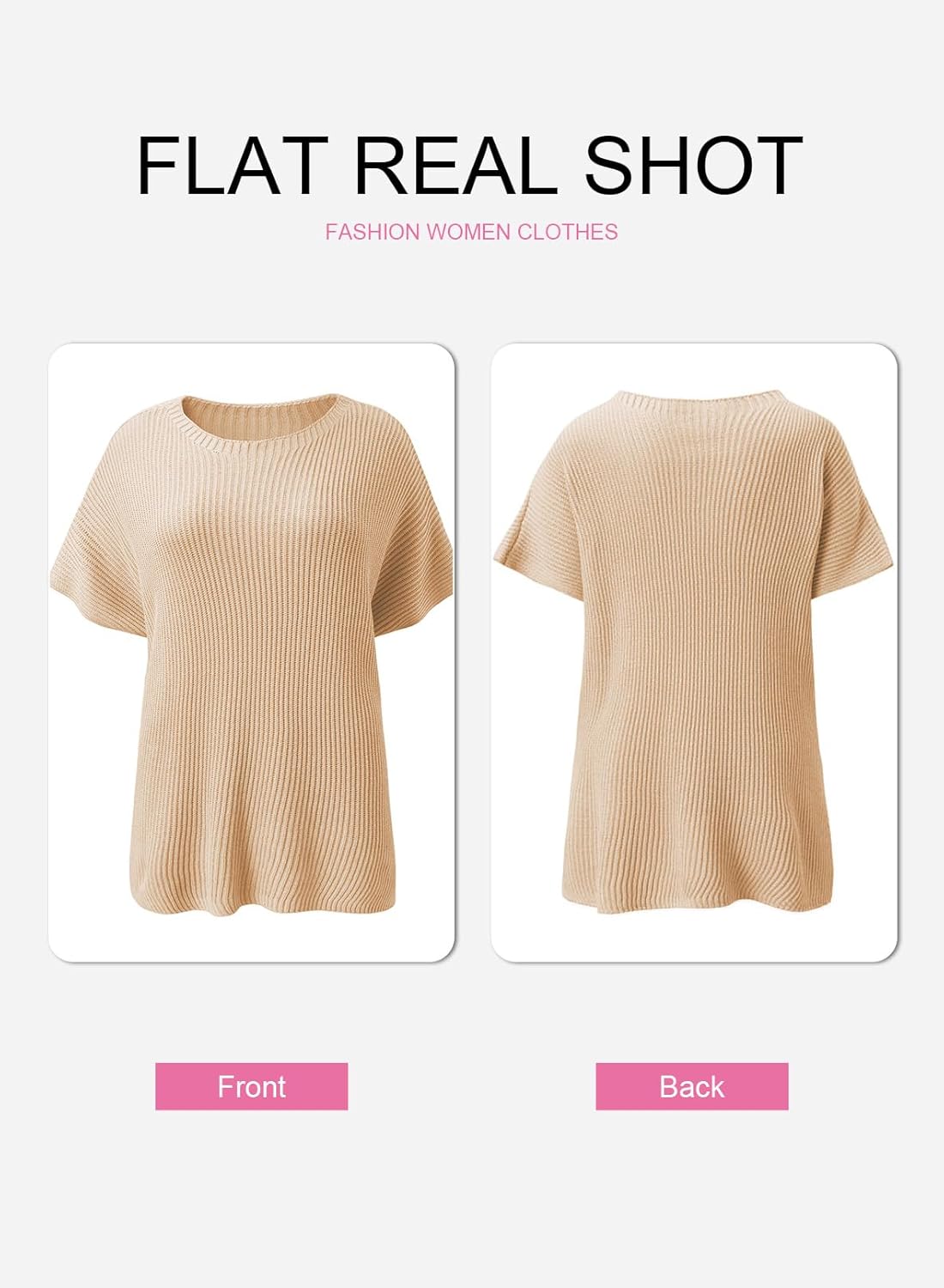 Womens Tops Crewneck Short Sleeve Sweater Causal Tunic Tops Lightweight Summer Sweaters for Women
