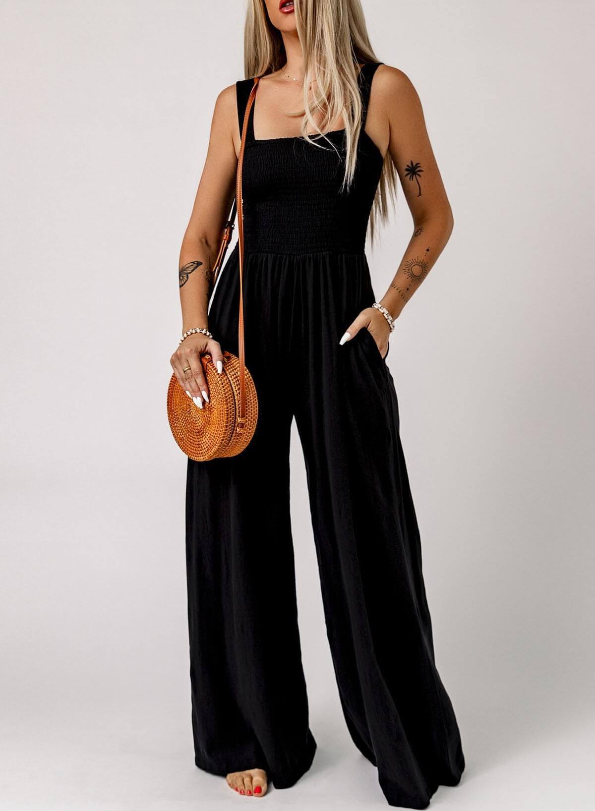 🔥Women's Sleeveless Jumpsuit with Pockets and adjustable straps/🎯Made in USA