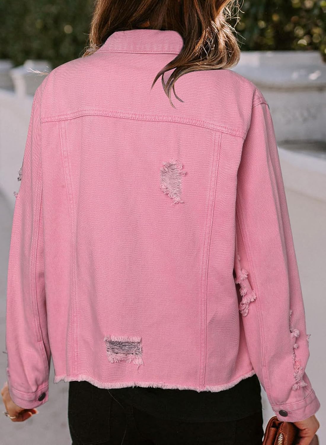 Womens Boyfriend Washed Crop Denim Jean Jacket Coat