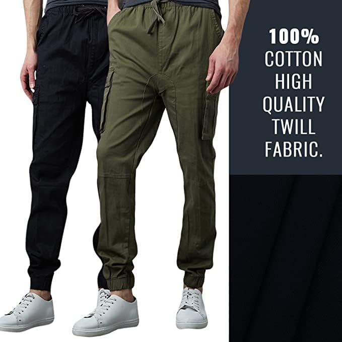 3-Pack Men's Cotton Flex Stretch Cargo Combat Jogger Pants