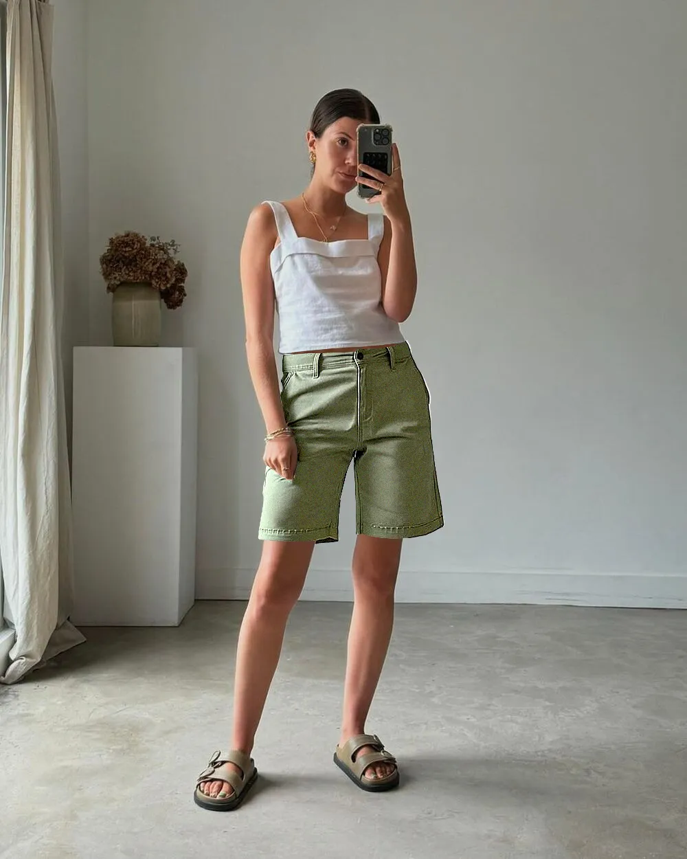 Solid Mid Waist Mid Thigh Shorts🔥🔥