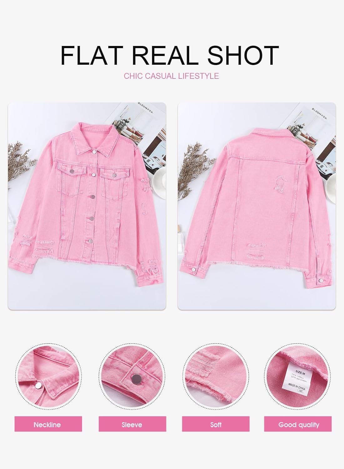 Womens Boyfriend Washed Crop Denim Jean Jacket Coat